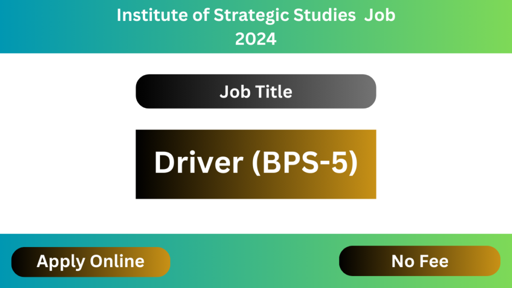 Institute of Strategic Studies Latest Job 2024