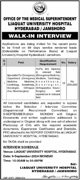 Liaquat University Hospital Latest Job Opportunity