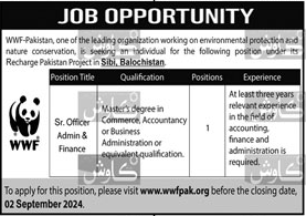 WWF Pakistan Latest Job Opportunity