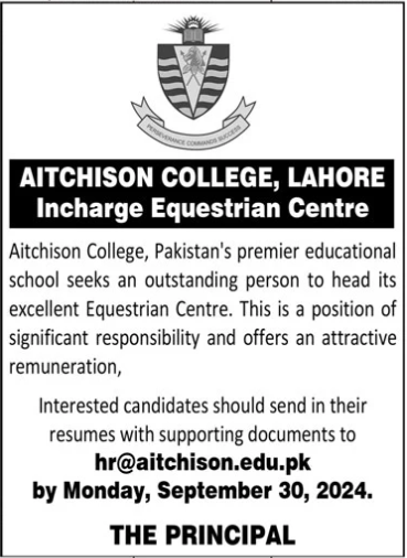 Aitchison College Latest Job Opportunity 2024